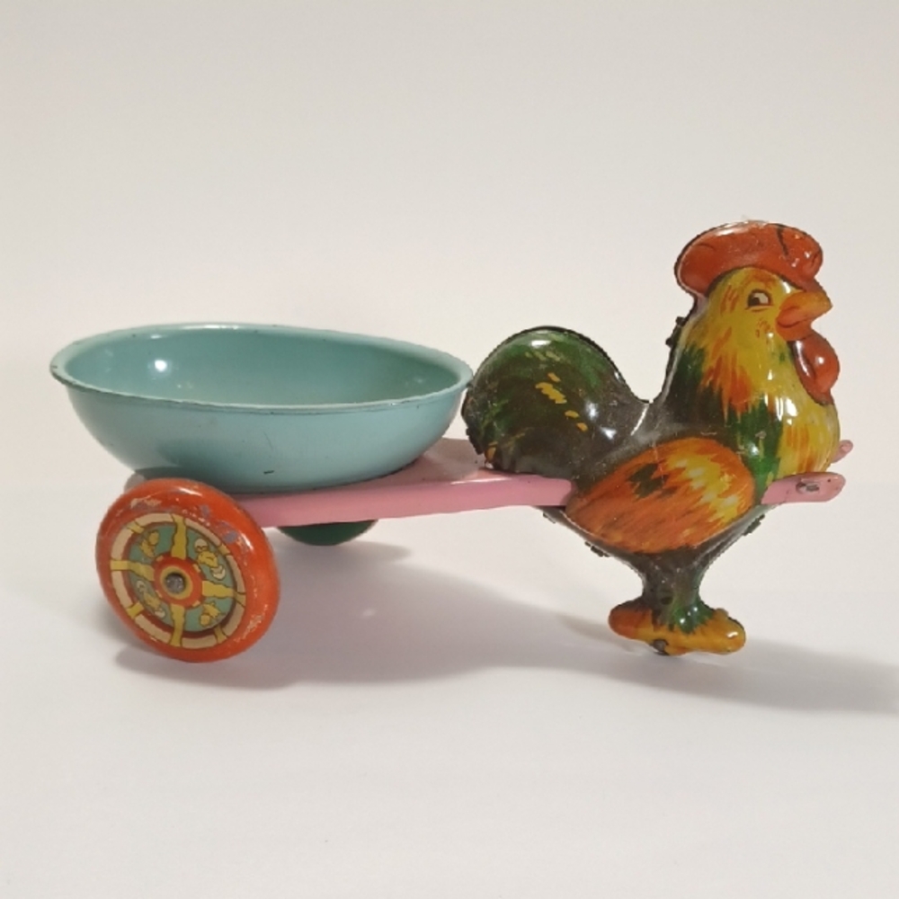 Vintage Tin Rooster Pull Toy